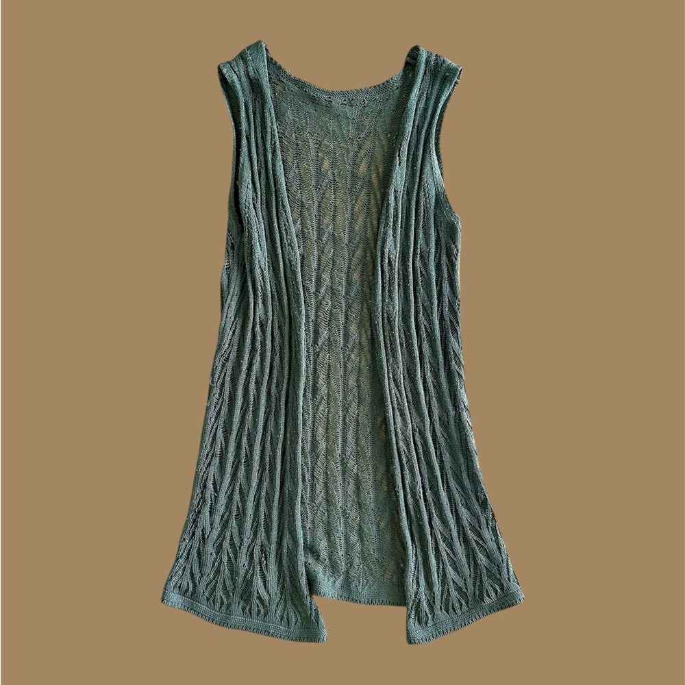 Olive Green Knit Crochet Vest Adult One Size Women’s Unbranded Fairy Y2K Stretch